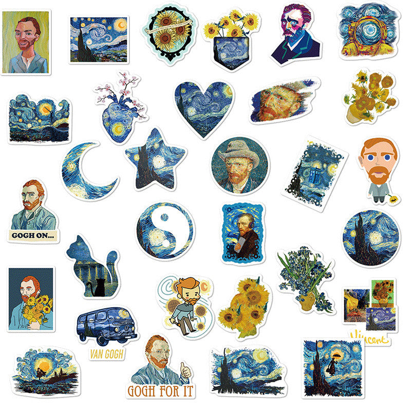 50 Van Gogh Oil Painting Stickers