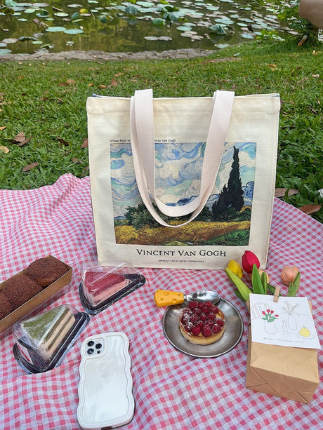 Van Gogh "Wheat field with Cypresses" - Tote Bag